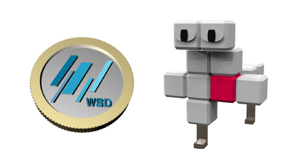 WSD(イメージ)とcollletのキャラクターchaincoくんです。S氏が3Dで作成したものがずっと使われています。