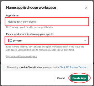 name app & choose workspace